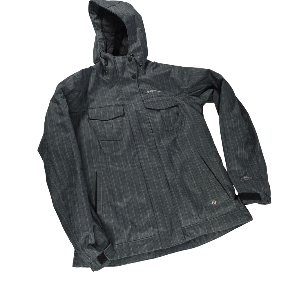 Columbia Omni-Tech Waterproof Insulated Jacket Grey Pinstripe XL4062 Mens Small